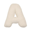 Boucle Letter cushion A by Bettys Home Teddy Letter Pillow on white background kids gift idea