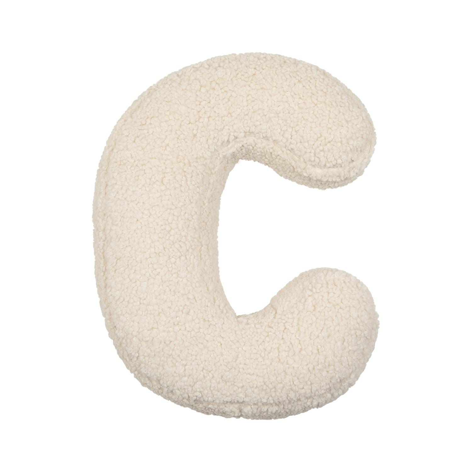 Boucle Letter cushion C by Bettys Home Teddy Letter Pillow on white background christmas gift ideas for kids