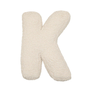 Boucle letter cushion K teddy pillow by bettys home on white background