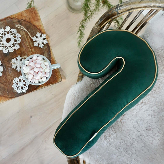 christmas candy cane cushion green by bettys home on chair as bedroom Christmas decoration. candy cane pillow