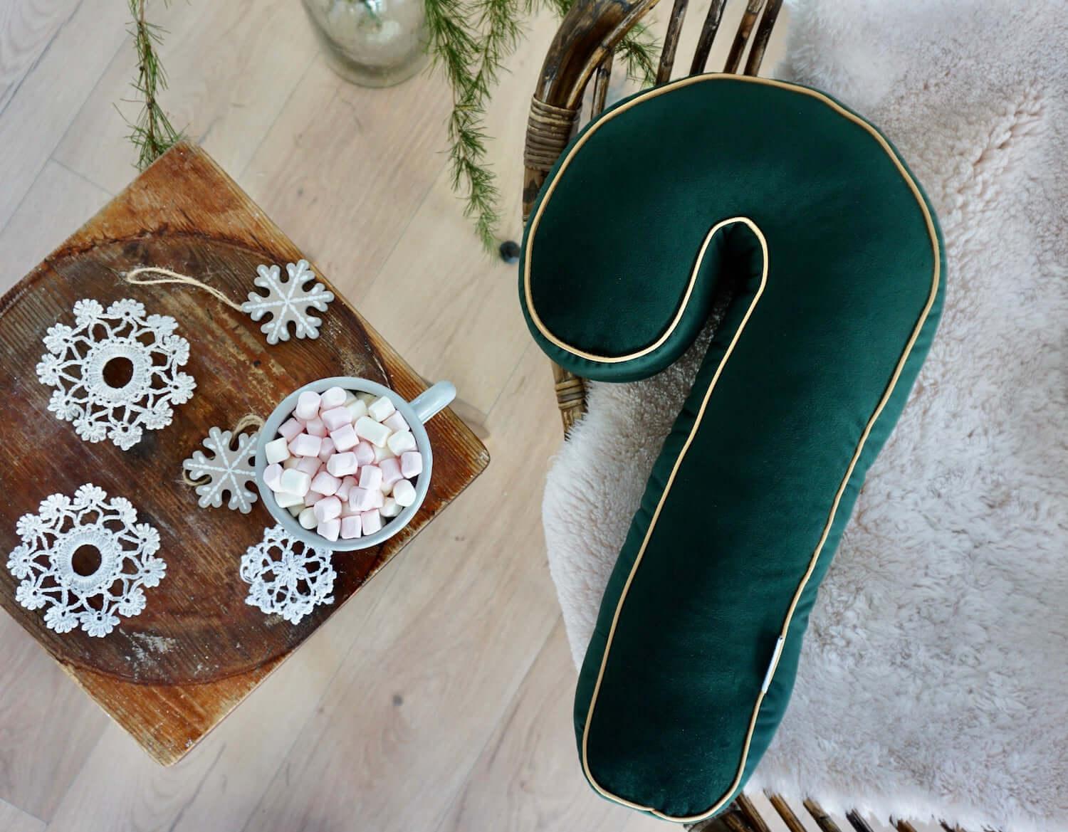 christmas candy cane cushion in green by bettys home. christmas candy cane pillow