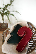 Christmas Candy cane cushion wine red by bettys home in front of christmas tree cushion as christmas bedroom deco ideas