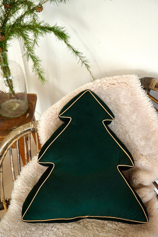 Christmas Tree Cushion Green by Bettys Home on chair as christmas bedroom decoration or any interior