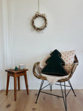 Christmas Tree Cushion Green by Bettys Home on chair in living room during xmas time