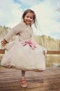 Young girl with corduroy bag by bettys home in cream. Tote bag.
