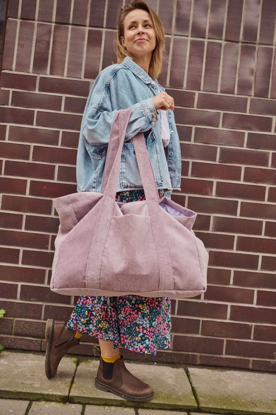Borsa Tote In Velluto A Coste Kememo - Capiente Shopping Bag Con Cerniera E Tasche, Tracolla Donna Hobo Per Lavoro E Viaggi