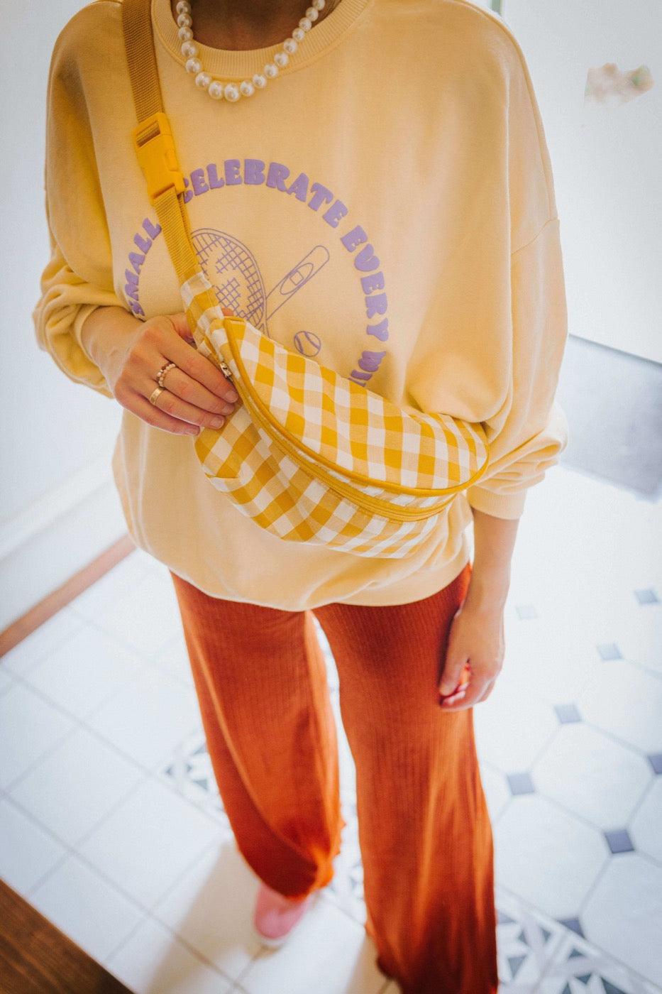 Bettys Home Fanny Pack Gingham in Sunflower. Hip Pack. 4