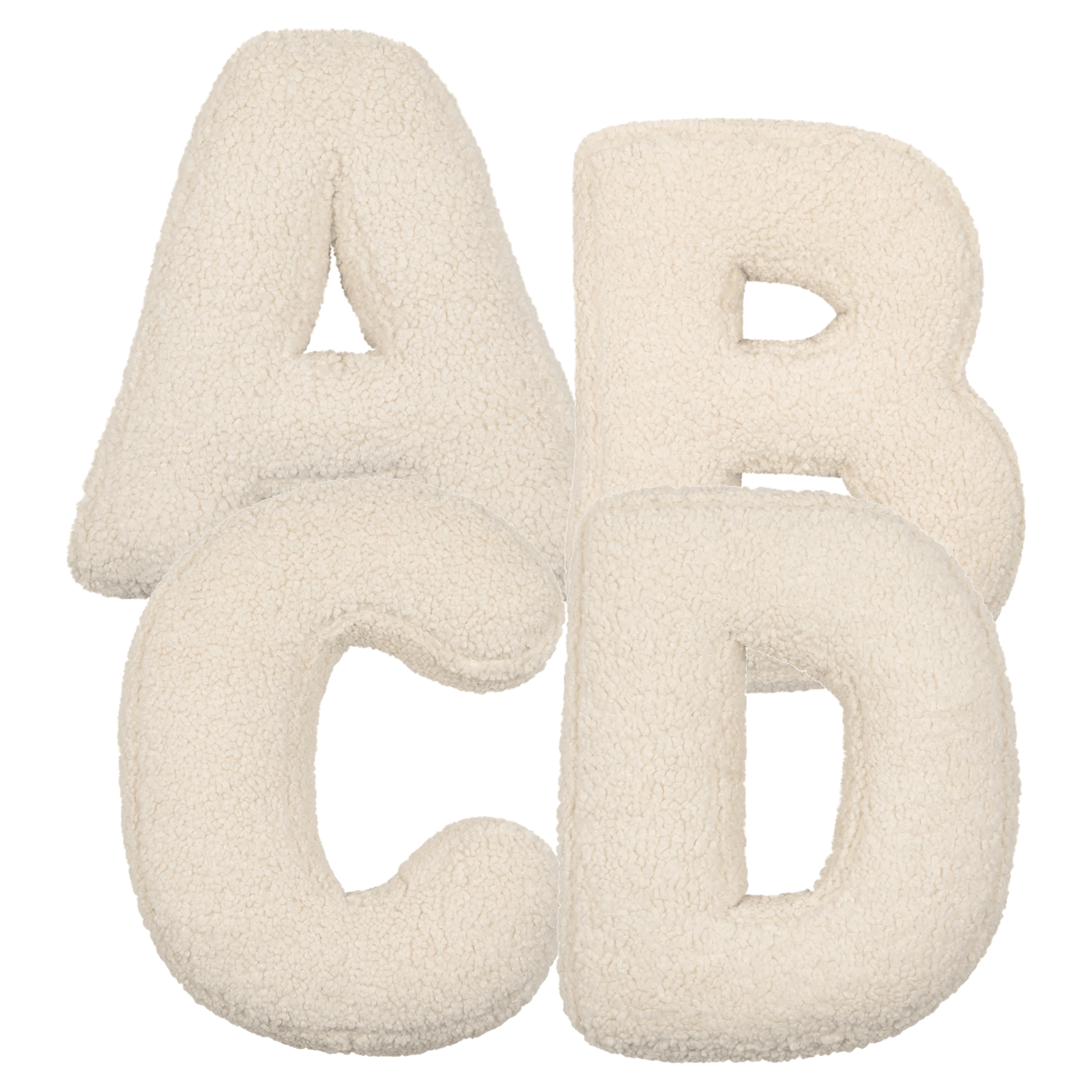 Set of 4 Boucle Letter Cushion - teddy cushion promo set