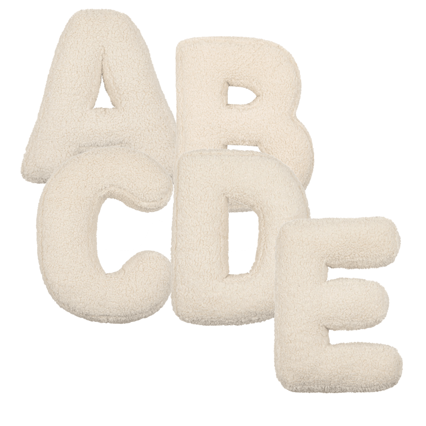 Set of 5 Boucle Letter Cushion - teddy cushion promo set