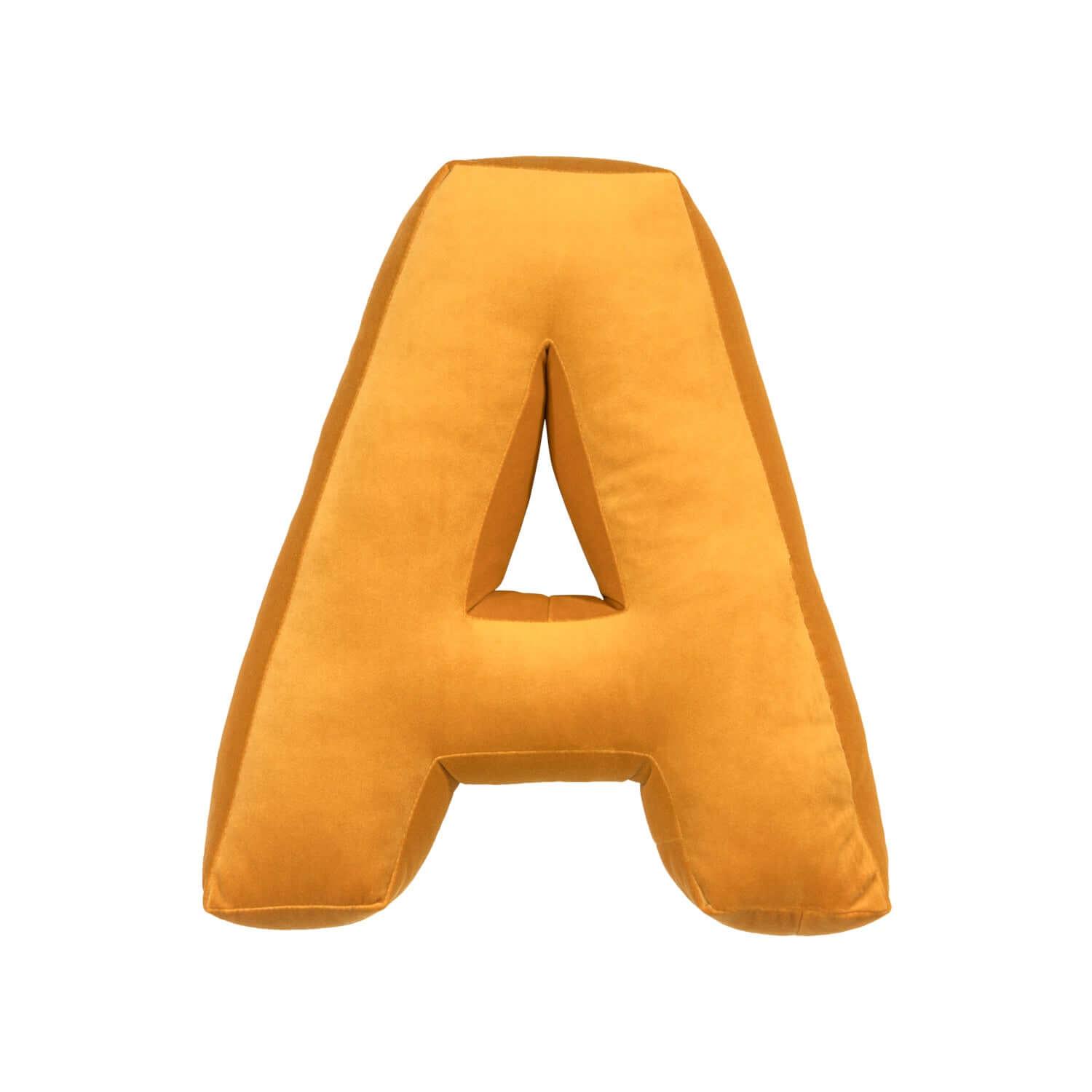 Velvet letter cushion A yellow by Bettys Home