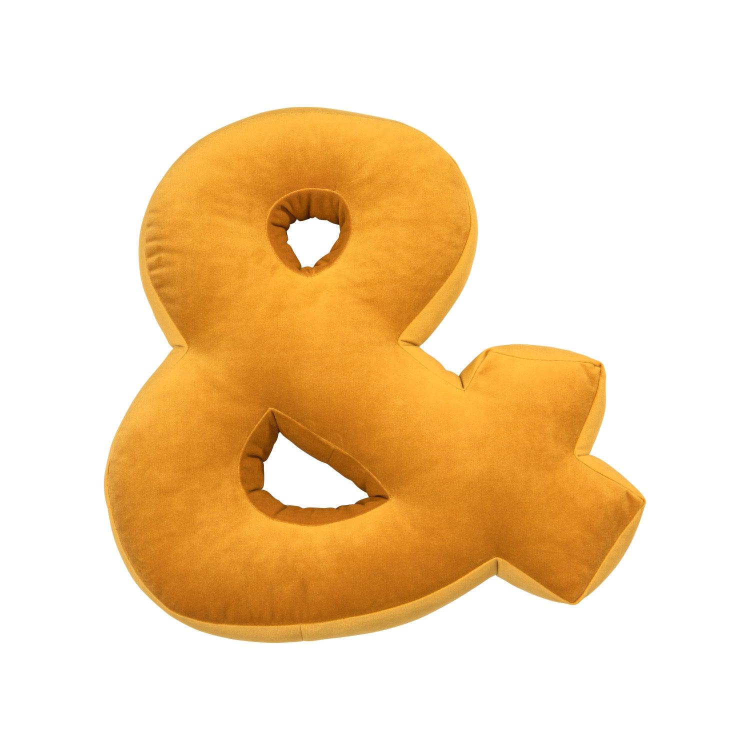 Velvet Letter Cushion & yellow by Bettys Home. Birthday present ideas for wife. baby shower present for mum. xmas gift