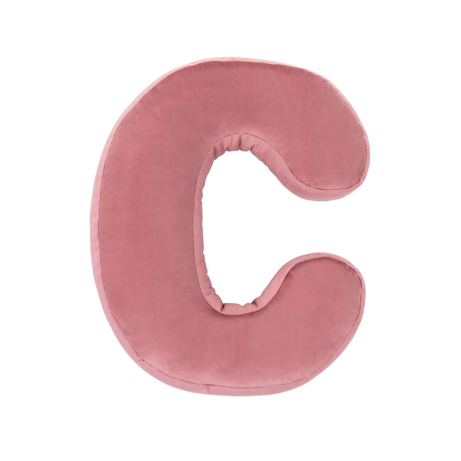 velvet letter cushion c in old rose pink by betty's home