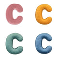 Velvet Letter cushion C in four colours. Decorative pillow for couch. Decorative pillow for sofa.