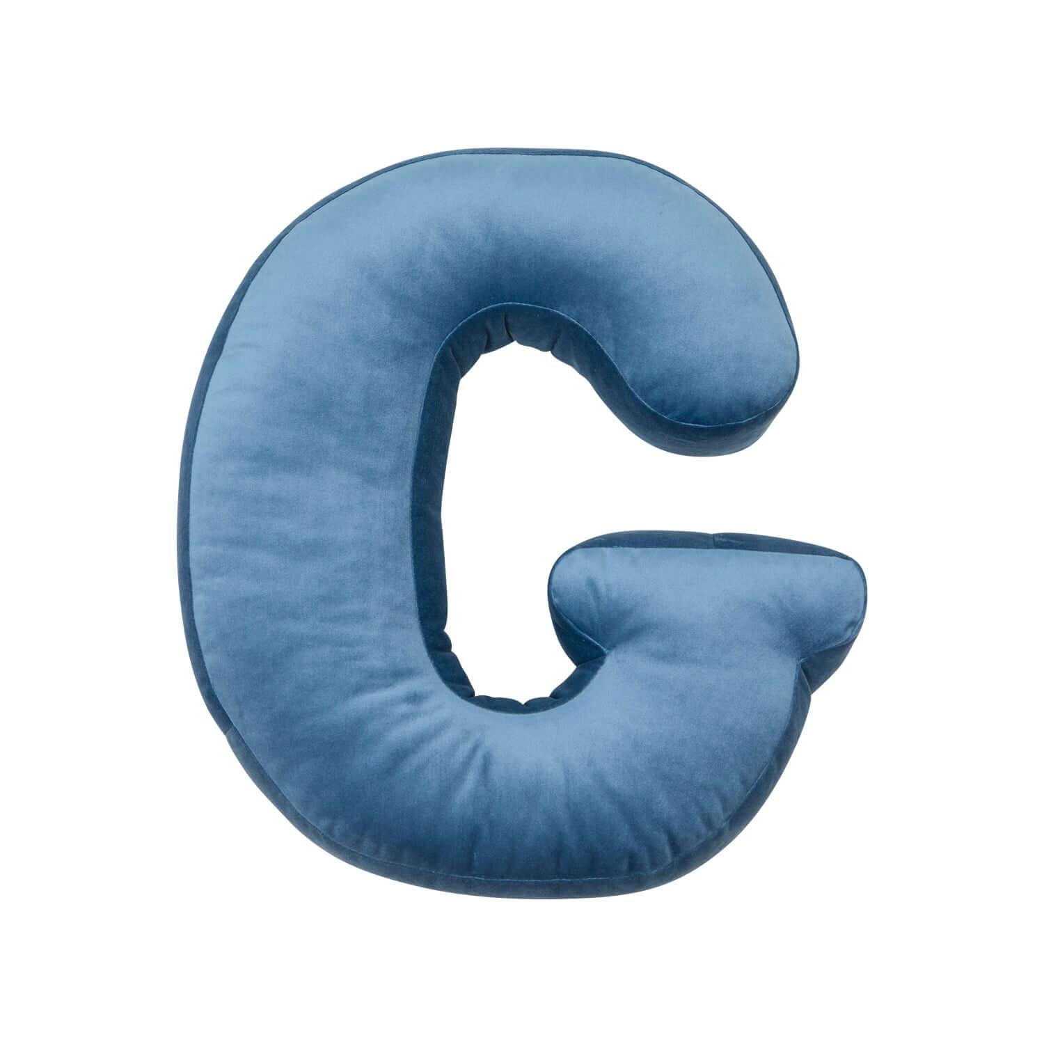 velvet letter cushion g blue by Bettys home