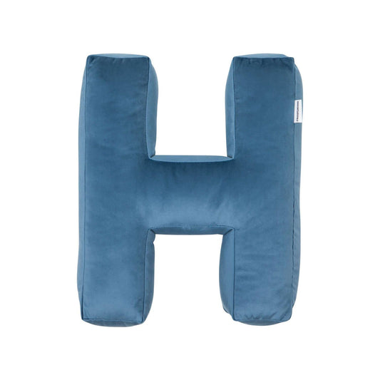 velvet letter cushion h blue by Bettys home