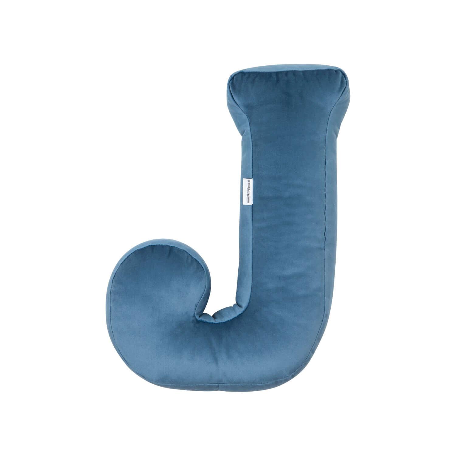 velvet letter cushion j blue by bettys home