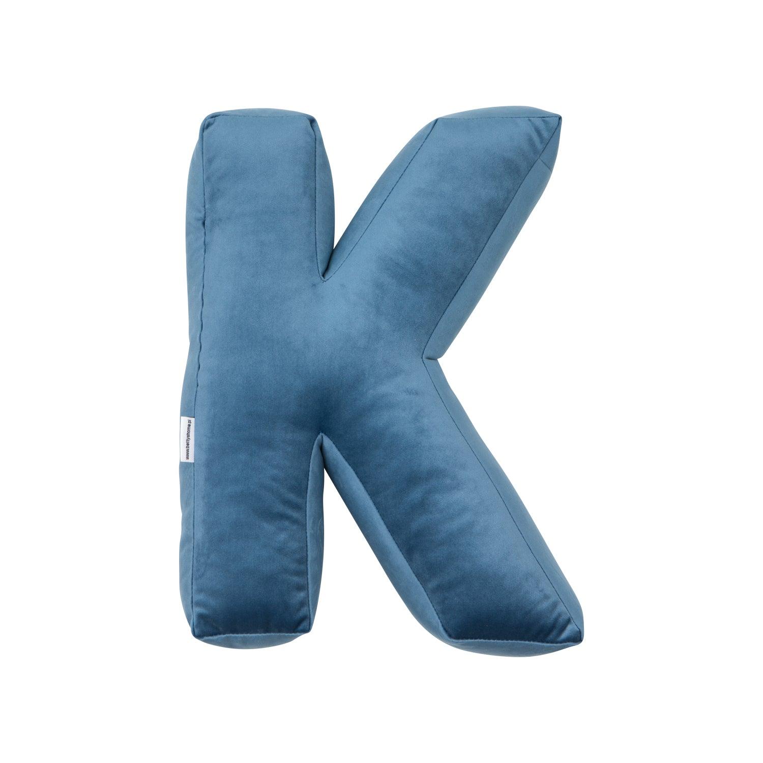 velvet letter cushion k blue by betty's home front