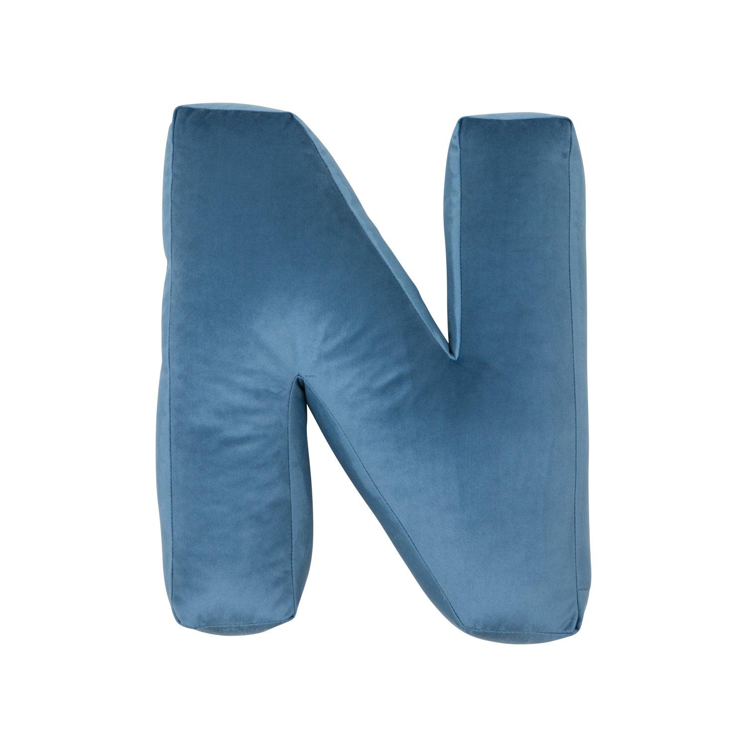 velvet letter cushion n blue by bettys home