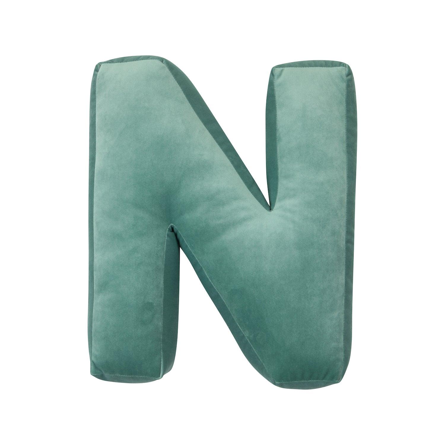 velvet letter cushion n mint by bettys home