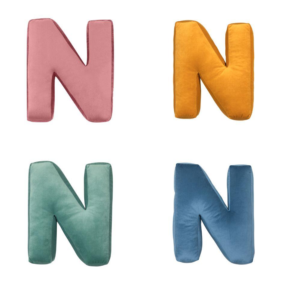 velvet letter cushion n in four colours by bettys home