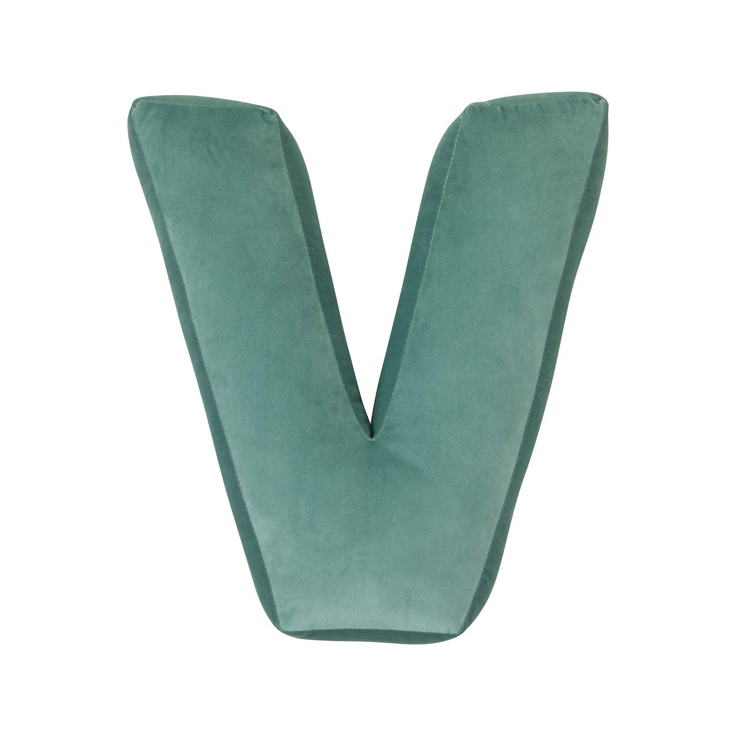velvet letter cushion v mint by bettys home