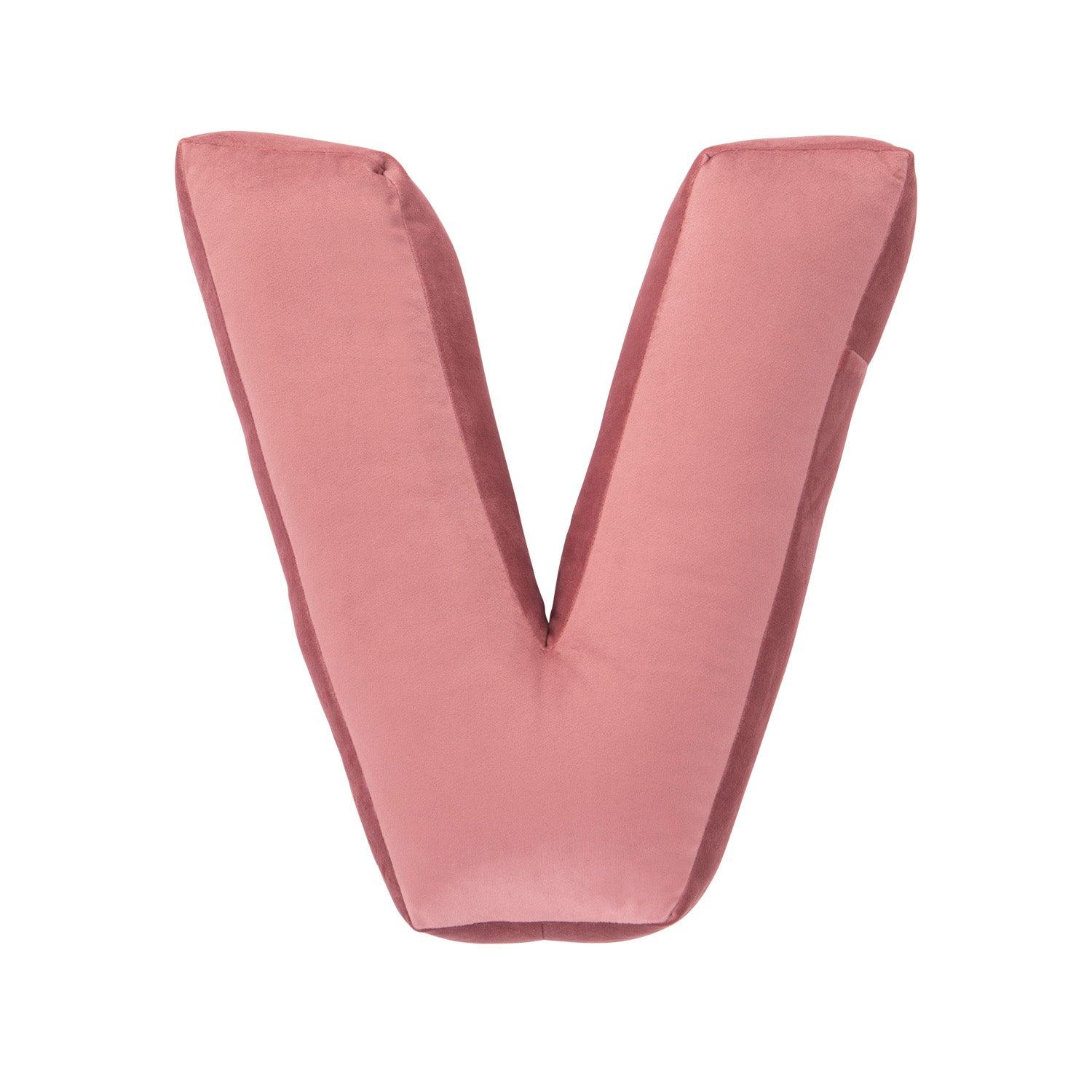 velvet letter cushion v old rose pink by bettys home