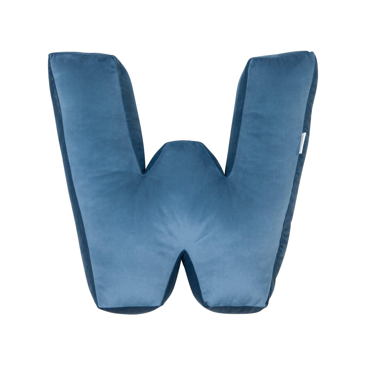 velvet letter cushion w blue by bettys home