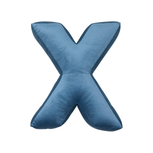 velvet letter cushion x blue by bettys home