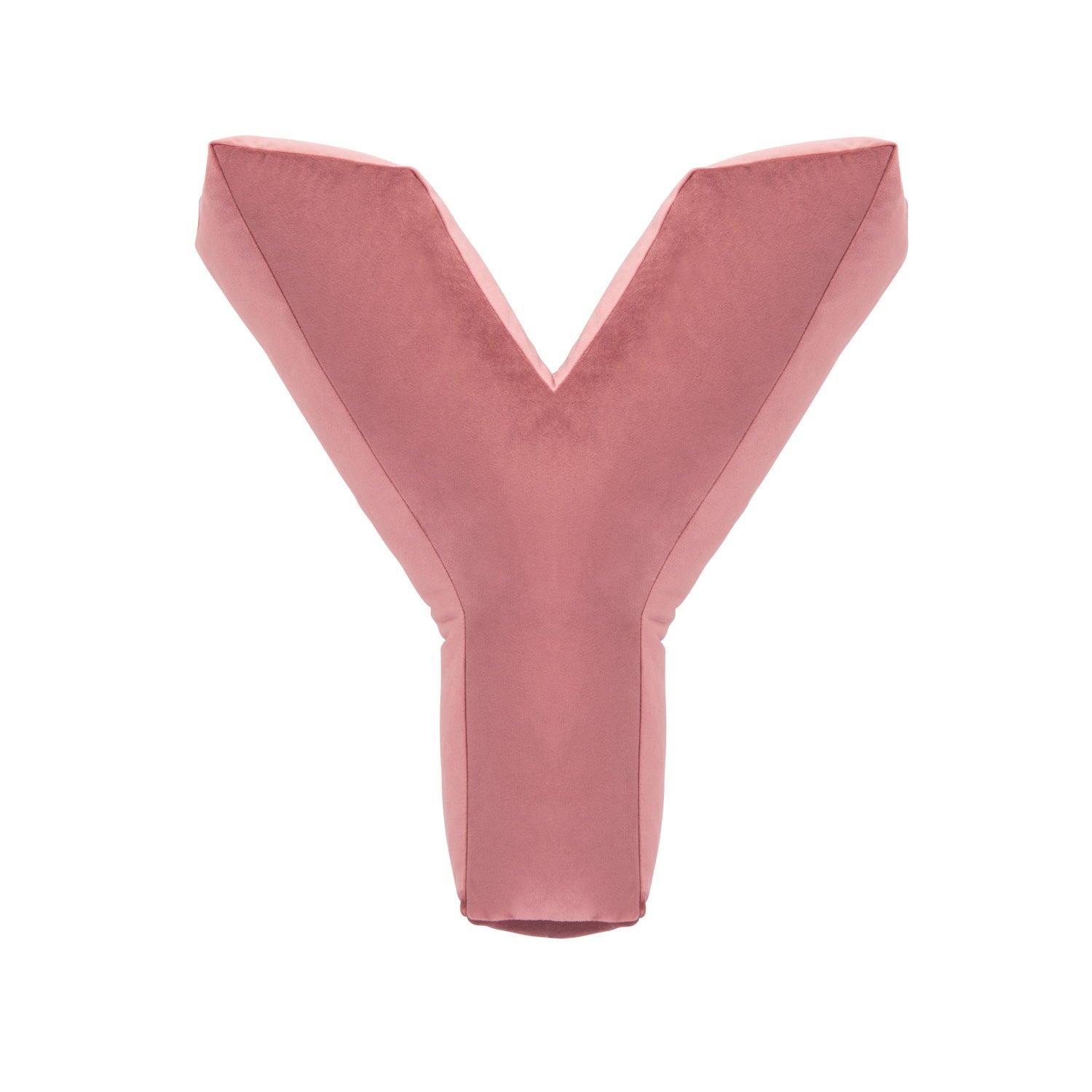 velvet letter cushion y old rose pink by bettys home
