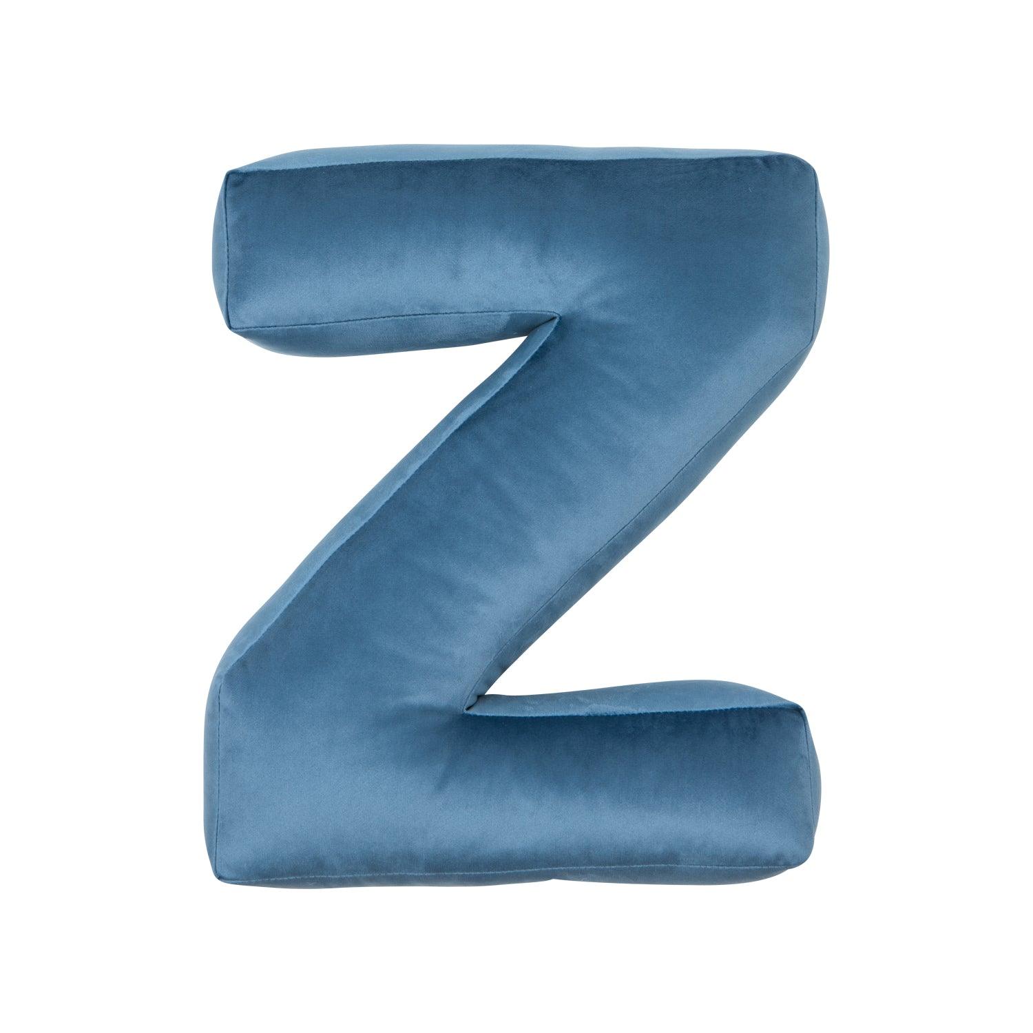 velvet letter cushion z blue by bettys home
