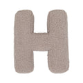 Boucle letter cushion H Mocha by Bettys Home on a white background. teddy cushion