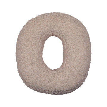 Boucle letter cushion O Mocha by Bettys Home on a white background. teddy cushion