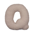 Boucle letter cushion Q Mocha by Bettys Home on a white background. teddy cushion