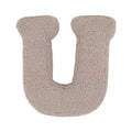 Boucle letter cushion U Mocha by Bettys Home on a white background. teddy cushion