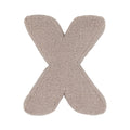 Boucle letter cushion X Mocha by Bettys Home on a white background. teddy cushion