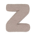 Boucle letter cushion Z Mocha by Bettys Home on a white background. teddy cushion