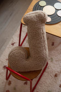 boucle letter cushion J mocha by bettys home on kids chair