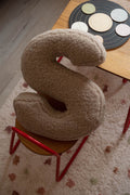 boucle letter cushion S mocha by bettys home on kids chair. Alphabet pillow