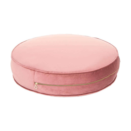 Large Velvet Pouf Old Rose front