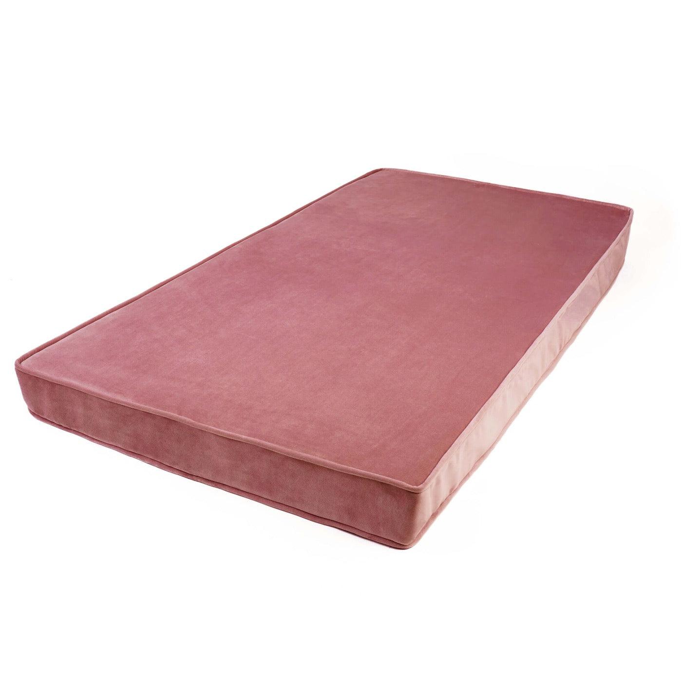 Velvet Mattress Old Rose by bettys home on white background, dusty rose velvet mat for kids room