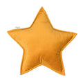 Velvet Star Cushion, decorative velvet cushion for nursery decor, plush star-shaped throw pillow on bed by bettys Home