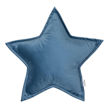 Velvet Star Cushion, decorative velvet cushion for nursery decor, plush star-shaped throw pillow on bed by bettys Home