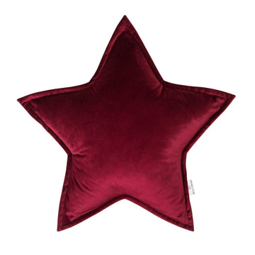 Velvet Star Cushion in Wine Red by Betty's Home