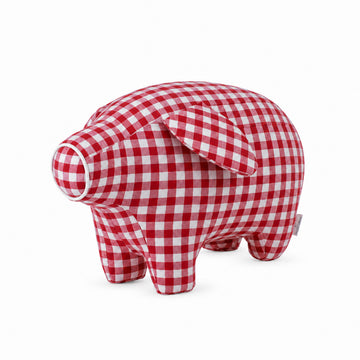Pig Cushion Red Nerifer | Checkred Piggy Pillow in Red