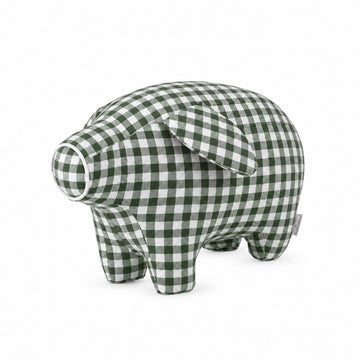 Pig Cushion Green Nerifer | Checkred Piggy Pillow in Green