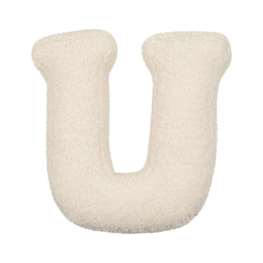 boucle letter cushion U teddy pillow by bettys home front