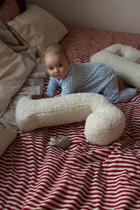 little baby on beed next boucle letter pillows by bettys home as bedroom deco idea