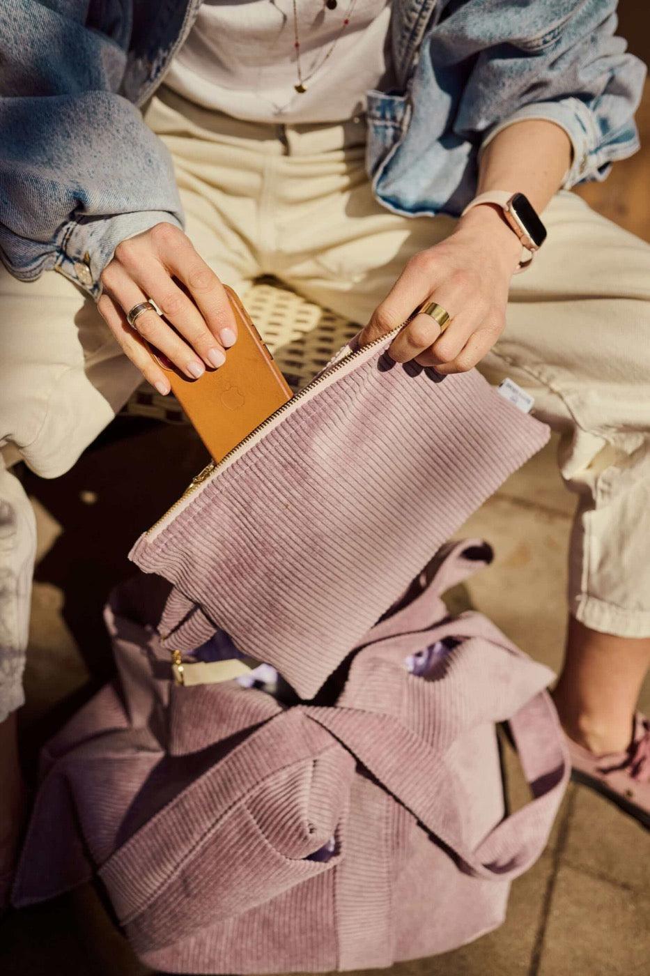 Makukke Borsa Donna In Velluto A Coste - Tote Bag Grande E Tracolla Makukke Borsa Donna In Velluto A Coste - Tote Bag Grande E Tracolla