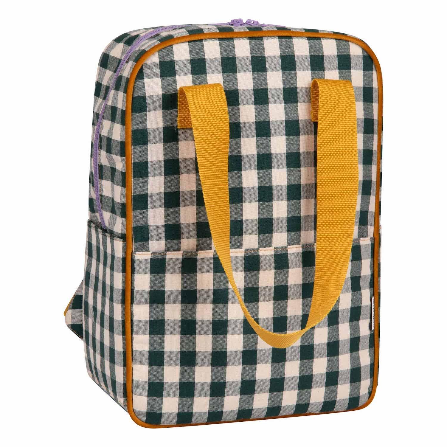 Checked Backpack Large Backpack | Gingham | Sunflower | Checkered Backpack