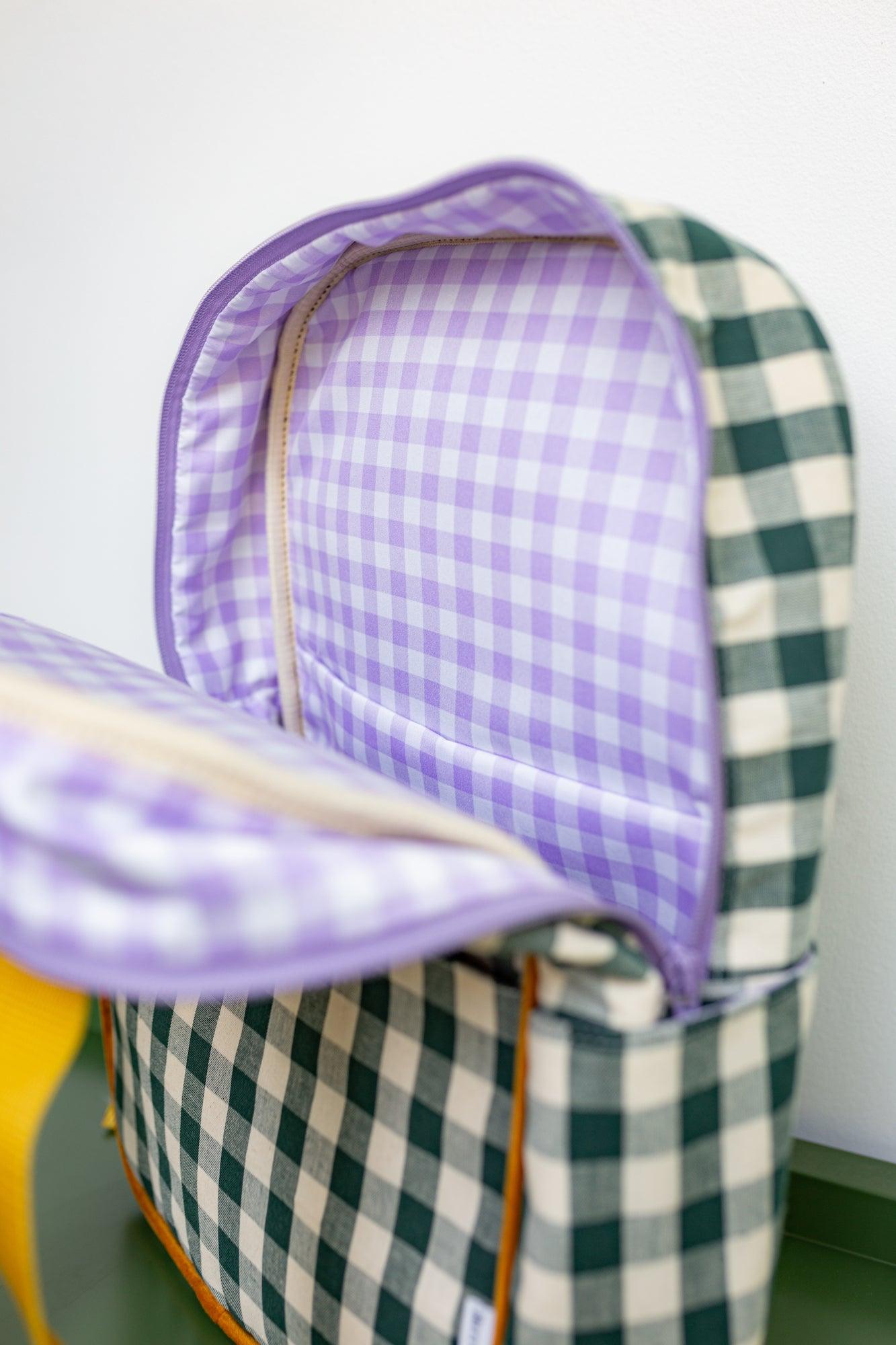 Checked Backpack Large Backpack | Gingham | Sunflower | Checkered Backpack